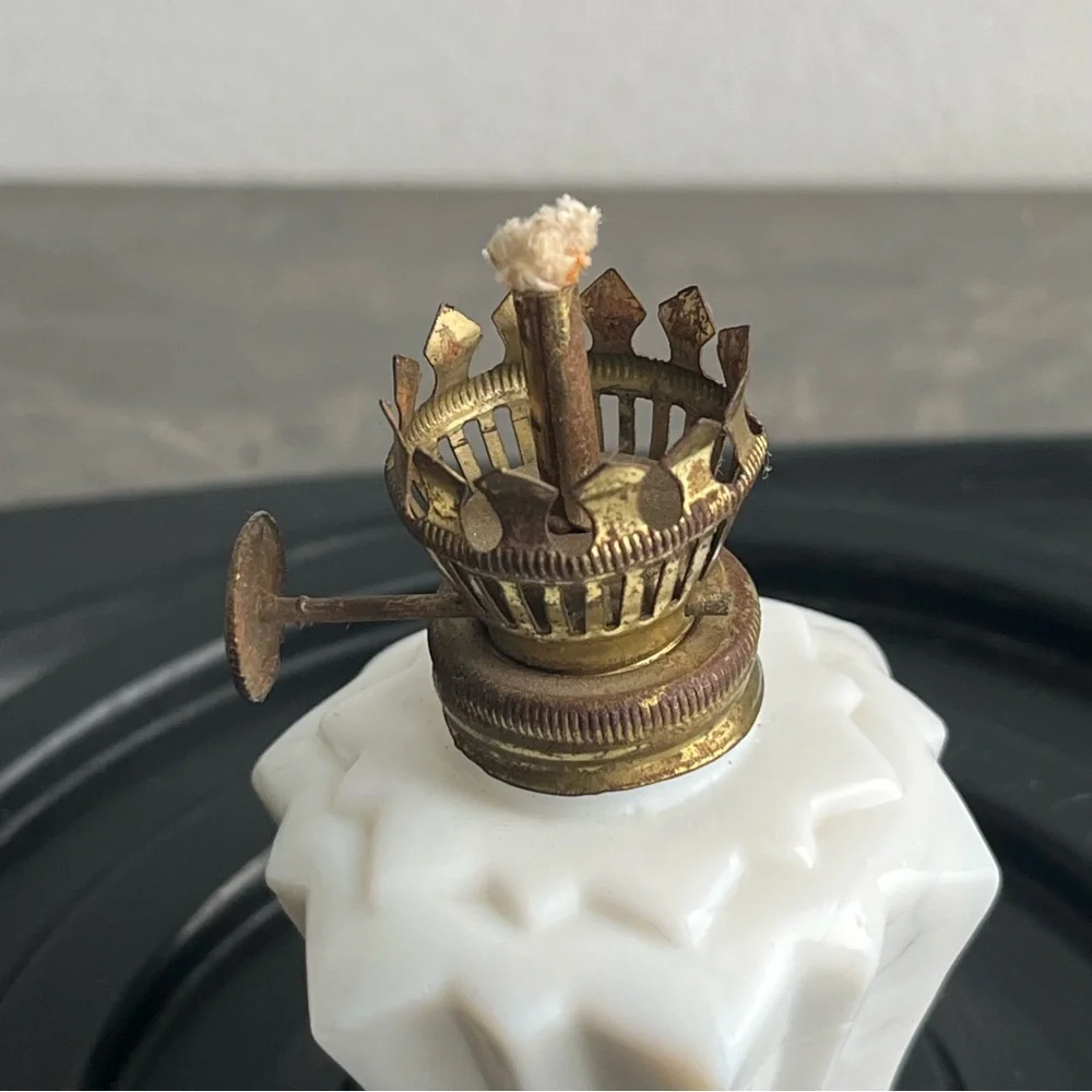 Milk Glass Oil Lamp Art Deco